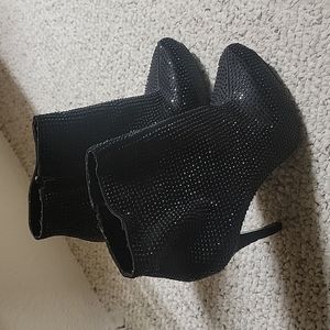 Report Signature Black Rhinestone Booties